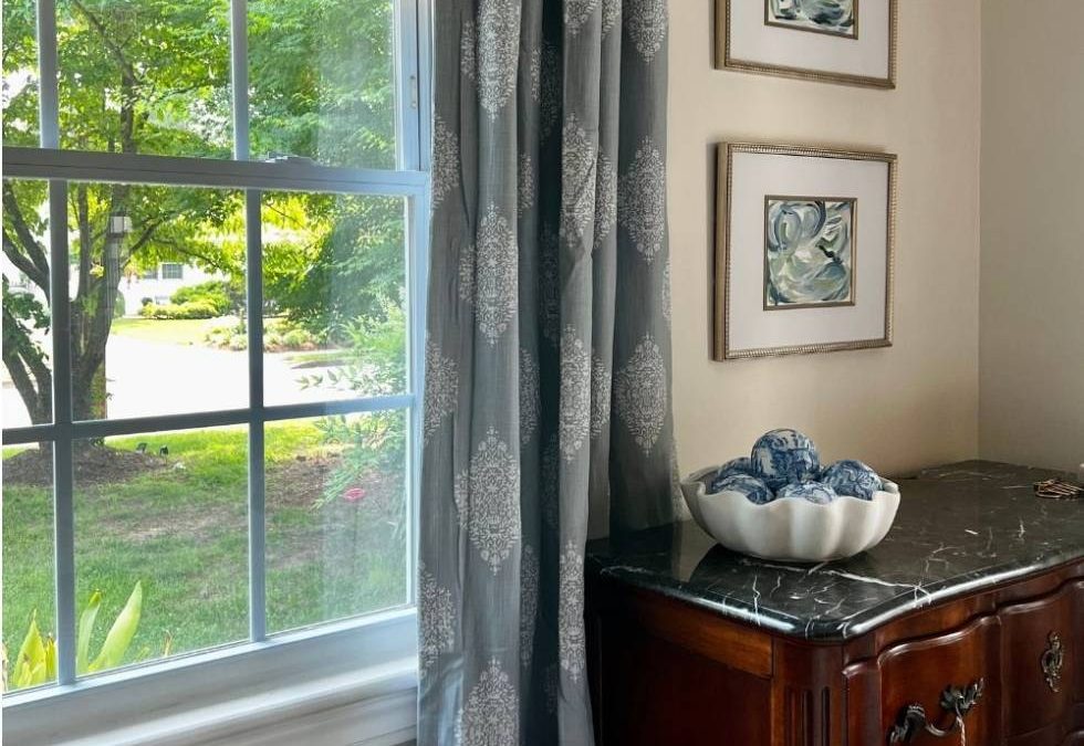 Affordable Curtains! #1 Blue Grey Patterned Curtains