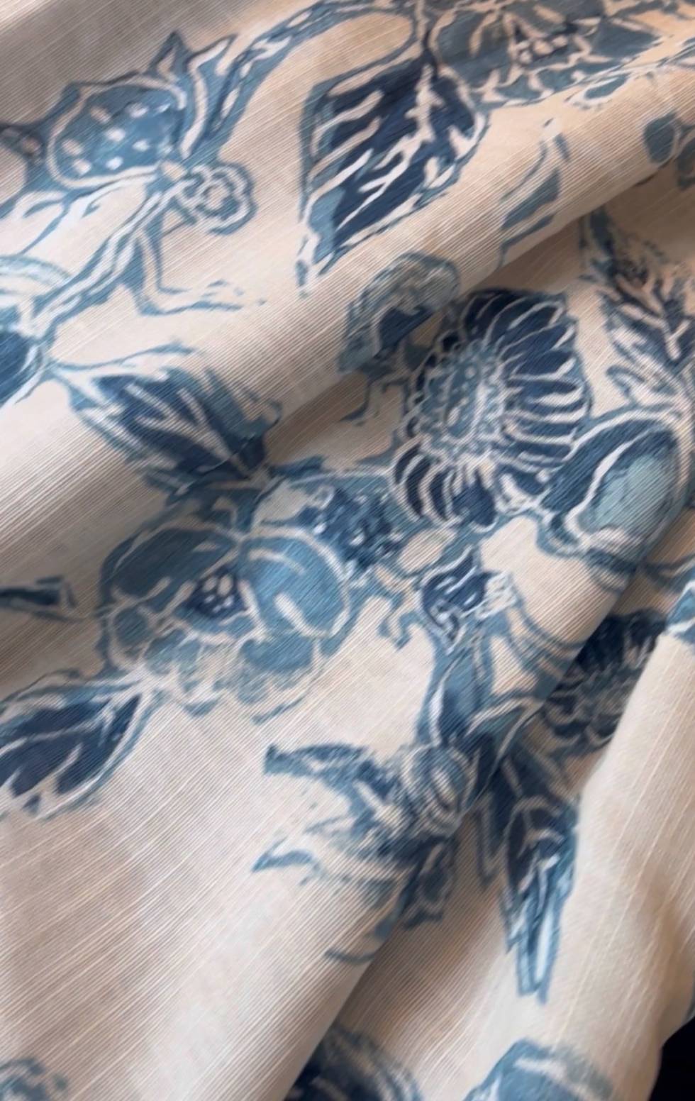 Affordable Curtains #2 – Floral Blue and White Linen