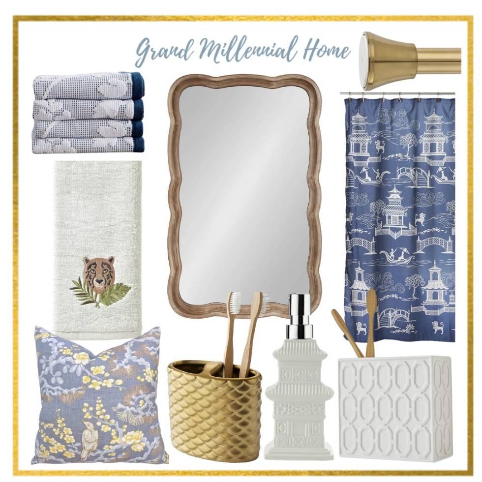 Blue and White Chinoiserie Bathroom Accessories