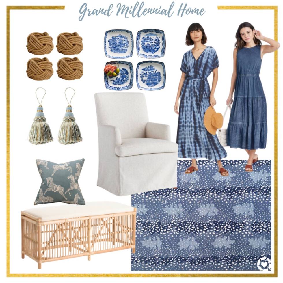 Blue and White Inspired Room