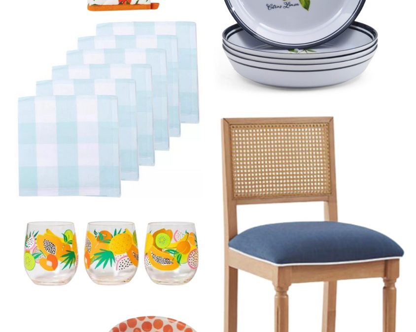 Summer Kitchen and Dining, Melamine, Lemon Bowls, OKL Stool